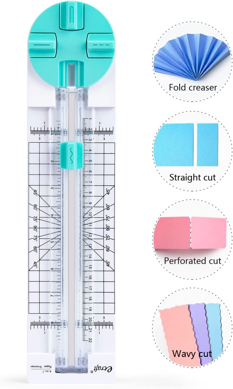 ecraft Paper Trimmer Craft Paper Cutter: 4 Style Multi-Function Scrapbooking Tool with Dial Blades of Straight,Wave,Dotted,Perforated,Creasing for Cutting Paper,Coupons,Photos,Postcards,Scrapbook,Card - Image 1